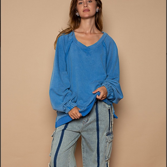 POL “ Jackie 2  “ POL French Terry Top with Criss Cross Back Detail 51 - Picture 3 of 5